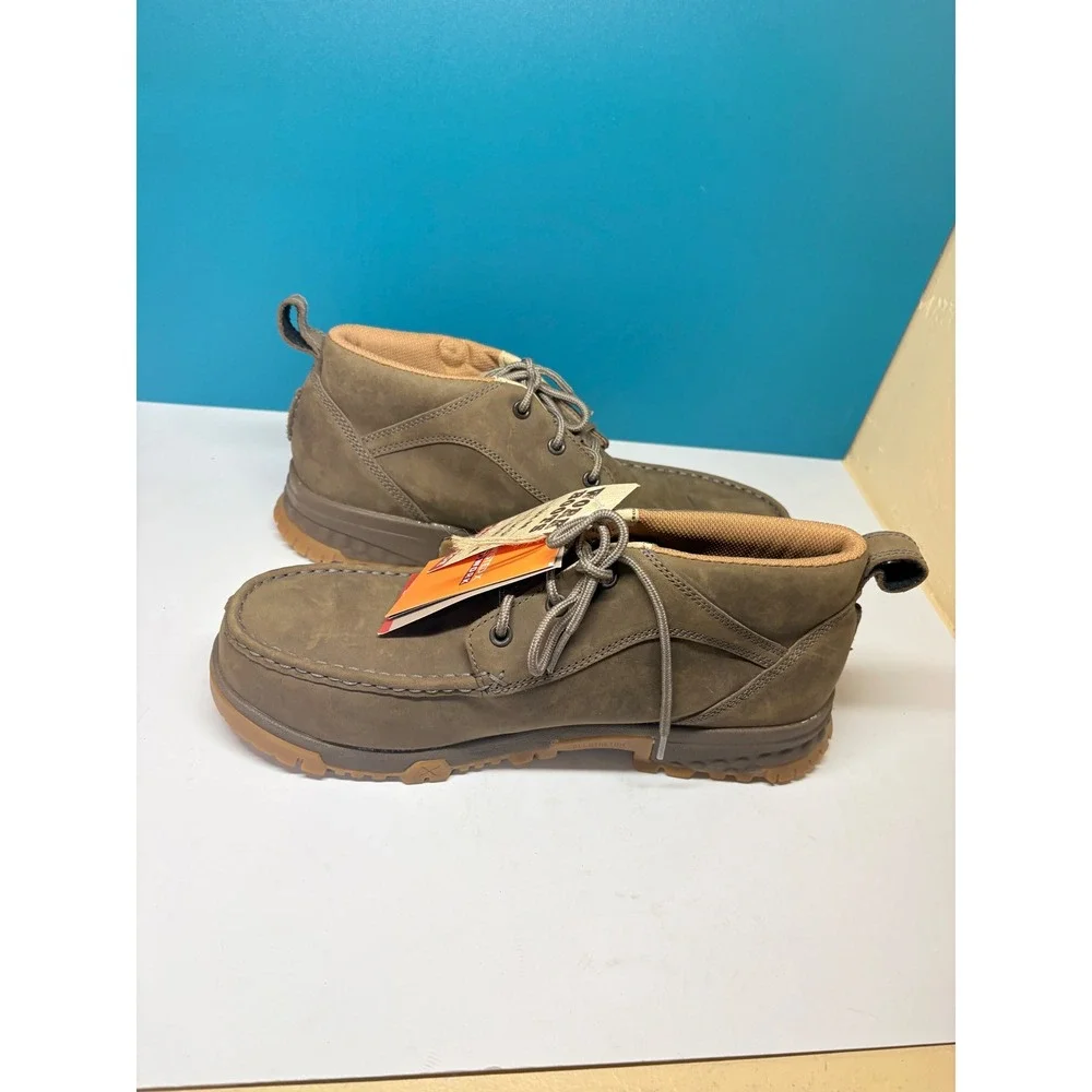 Twisted X Mens 11.5M Brown Saddle Leather 4in Moc Nano Toe Chukka Work Boots
